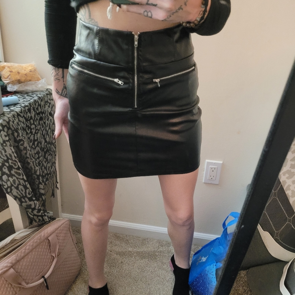 Small faux leather mini skirt